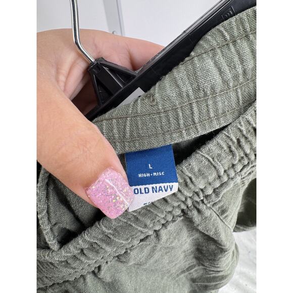 Old Navy Women's High Rise Arugula Green Linen Blend Casual Shorts Size Large - Picture 3 of 5